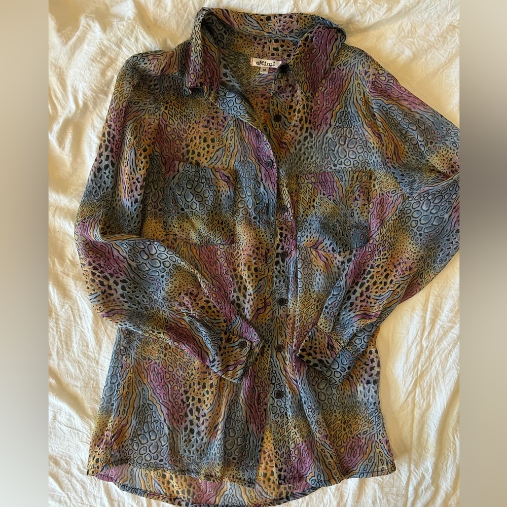 Colorful animal print blouse by Mimi